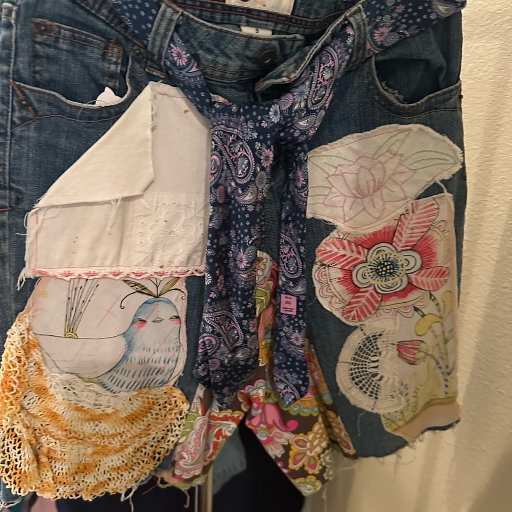 Patchwork Denim Women's Shorts